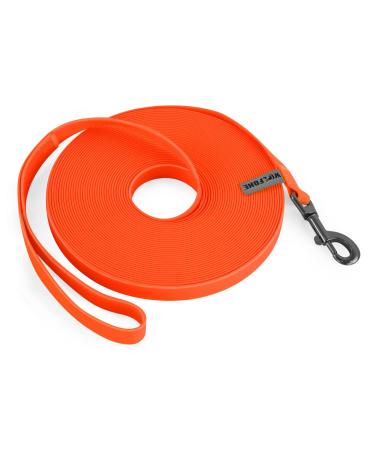 Wolfone 15m orange tow lines for dogs waterproof training lines durable and easy -care leash suitable for recall swimming camping beach hunting walks orange 15m