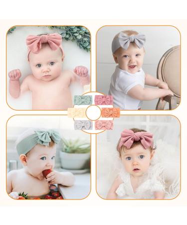 Makone Baby Girl Headbands - 6 Pack of Soft and Stretchy Turban Bows in Green for Newborns and Toddlers - Buy Online on GoSupps.com