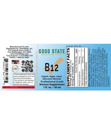 Good State Ionic B12 Men and Women s Liquid Nano Ionic Dietary Supplement 1 Ounce Bottle - Buy Online on GoSupps.com