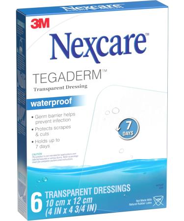 Nexcare Tegaderm Transparent Dressing H1626-06-CA Waterproof 4 in x 4 3/4 in (10 cm x 12 cm) 6/Pack 4 in 6 Count - Buy Online on GoSupps.com