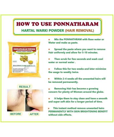 her Ponnatharam Powder 100g | Hartal Warki | Hartal Varki | Hartal Pili | Harita Manjari | Natural Hair Removal | No Irritation | Suitable for Women Girls Boys | Unisex (Pack of 1) - Buy Online on GoSupps.com