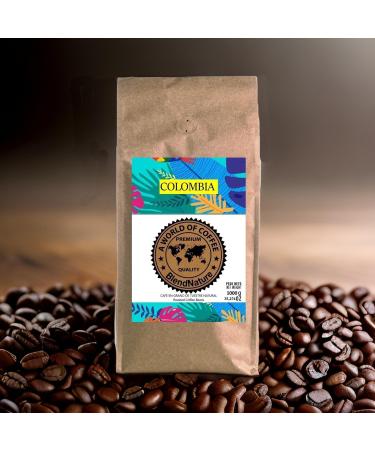 Coffee beans 1kg Natural 100% Arabica - Exclusive origin Colombia - Rated 82 points by the Specialty Coffee Association (SCA) - for its aromatic flavor and excellence - Buy Online on GoSupps.com