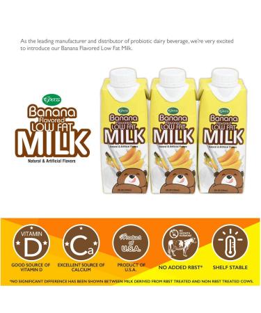 Epoca Banana Flavored Lowfat Milk 6 Pack - rBST Free, Aseptic Packaging, 8 Fl Oz - Product of USA - 10 Months Room Temperature Storage - Buy Online on GoSupps.com
