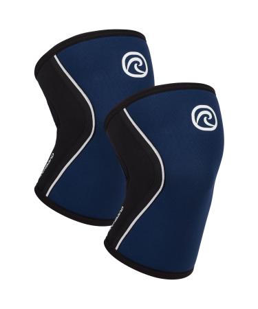 Rehband Kniebandage strength sport knee support for cross fit & heavy training knee sleep from 5 mm neoprene in many colors & sizes unisex l navy - 1 pair