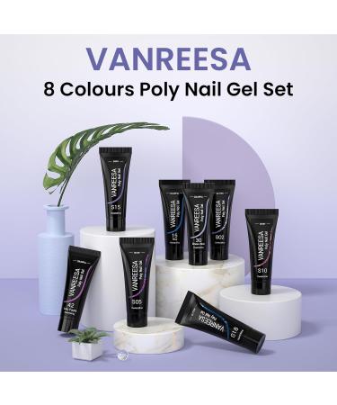 VANREESA Poly Nail Gel Kit 8 Colours Purple Blue Glitter Poly Nail Gel Kit - Buy Online on GoSupps.com