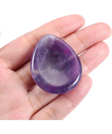 Amethyst Carved Thumb Worry Stone - Natural Healing Crystal Pocket Palm Stone - Buy Online on GoSupps.com