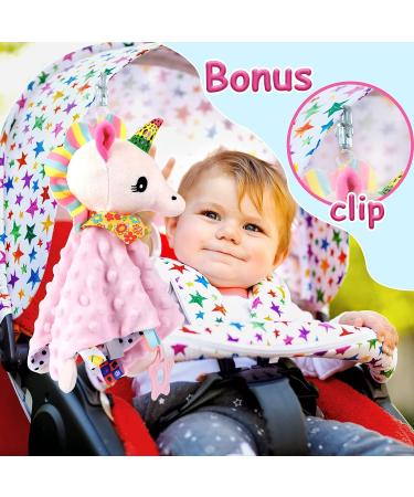 Unicorn Lovely Soothing Security Toy with Tags Teether Blanket - Soft Baby Blanket for Boys and Girls | Newborn Snuggle Toy & Teether | Baby Animal Gifts - Pink B - Buy Online on GoSupps.com