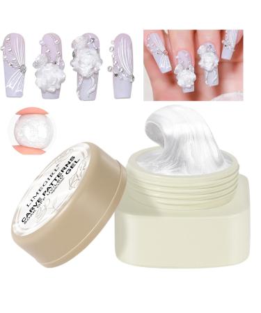 Mimoqk 3D Nail Gel Non-Sticky Solid Sculpting Quick-Dry Easy Application Multi-Functional White Long-Lasting Salon-Quality 5 g for Manicure Extension and Professional Use