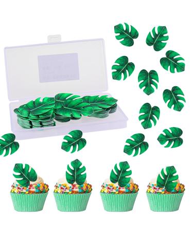 72 pieces of tortendeco edible leaves turtle leaves cake decorative palm leaf edible tortendeco jungle decoration dining papier tortendeko palm leaf muffin decoration edge for wedding birthday hawaii 72 pieces leaves tortendeco