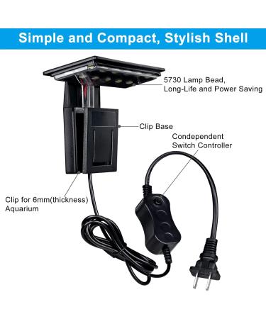 WEAVERBIRD Fish Tank Clip on Light Model-X3 Libra Aquarium Lights 6W 12 LEDs Planted Lamp for 6mm Thick Fish Tanks - Buy Online on GoSupps.com