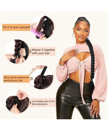 Ponytail Extensions Long Straight Braided Ponytail Extension 32inch Wrap Around Ponytail Hair Extensions with Hair Tie Soft Synthetic Hair Ponytail for Women Girls for Women(Color:8) 32inches 8 - Buy Online on GoSupps.com