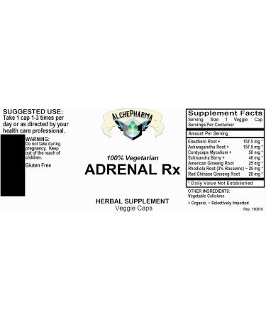AlchePharma Adrenal Rx Powder Capsules Adaptogen Blend (90 Vcaps) - Buy Online on GoSupps.com
