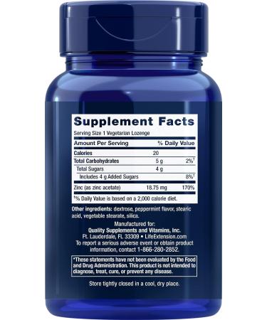 Life Extension Enhanced Zinc Lozenges - 30 Vegetarian Lozenges - Buy Online on GoSupps.com