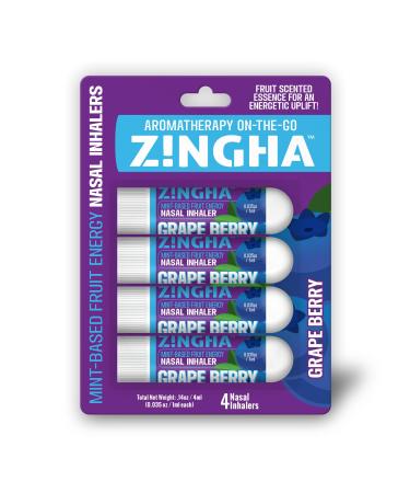 Natural Aromatherapy Nasal Stick Boost Focus & Enhance Breathing | Portable Sinus Relief & Relaxation Nasal Inhaler Stick | Essential Oil Blend for Stress and Congestion (Grape Berry) 4pk Grape Berry