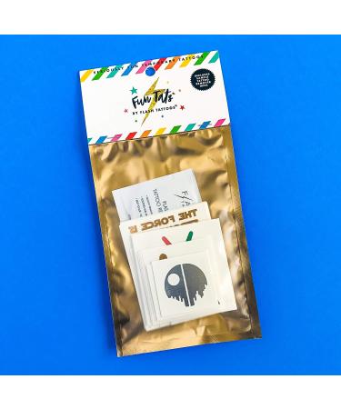 Intergalactic Variety Set: 25 Premium Metallic Waterproof Flash Tattoos - Galaxy Inspired Designs for Kids - Foil Temporary Tattoos in Gold, Silver & Black - Buy Online on GoSupps.com