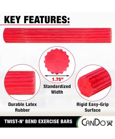 CanDo Twist-n-Bend Hand Exerciser - Red Flexible Training Stick for Finger Strength - 12 Light Resistance - Buy Online on GoSupps.com