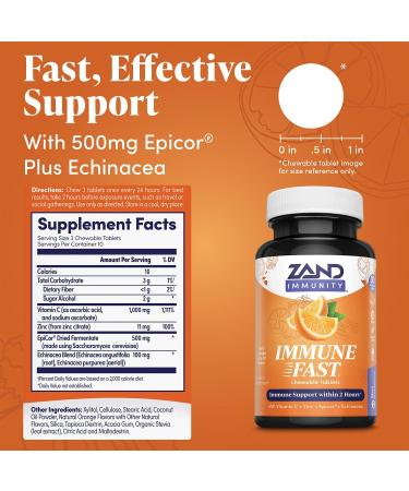 Zand Immune Fast Zesty Orange - 30 Chewable Tablets for Immune Support - Buy Online on GoSupps.com