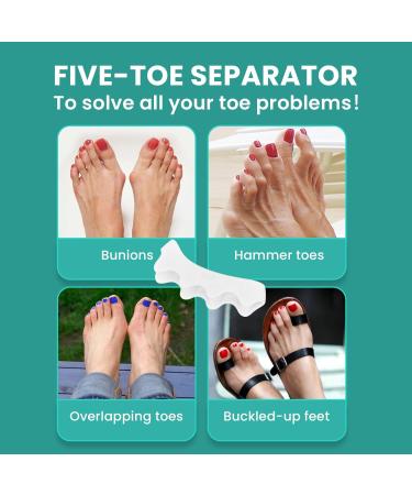 Welnove Toe Separators for Women - 4 Pack Gel Spacers to Correct Bunions & Relieve Foot Pain - Silicone Straighteners for Hammertoe & Yoga - Pure White - Buy Online on GoSupps.com
