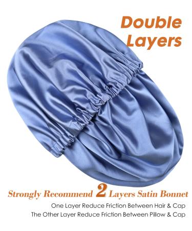 XL Large Light Blue Silk Satin Bonnet for Braids - Protect and Preserve Your Hair's Style - Buy Online on GoSupps.com