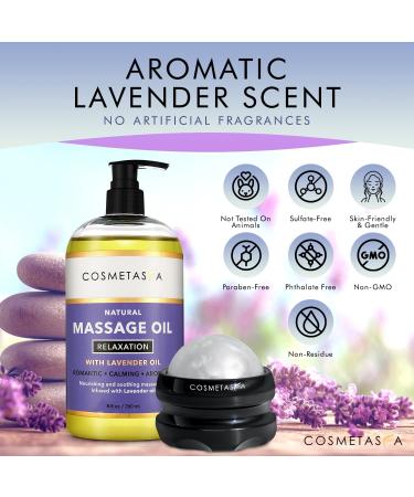 Sensual Lavender Massage Oil with Roller Ball - 100% Natural Spa Blend for Romantic & Calming Massage Therapy - Buy Online on GoSupps.com