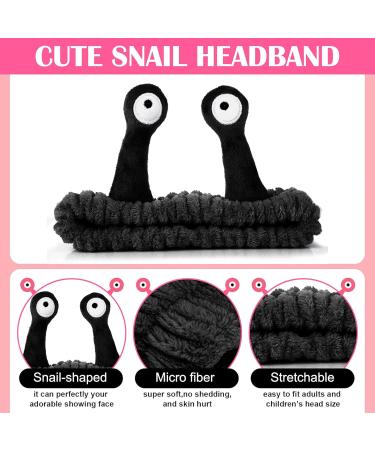 Plush Snail Headband Black Face Wash Spa Headband Makeup Cute Coral Fleece Elastic Headband Cartoon Hair Accessories for Women Girls Washing Face Skincare - Buy Online on GoSupps.com