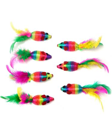 Chiwava 24PCS 5 Rattle Cat Toys with Feather Rainbow Rope - Interactive Mouse Kitten Toy - Buy Online on GoSupps.com