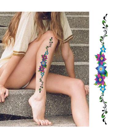 10 Sheets Realistic Flower Temporary Tattoos for Women - Long Back Sleeves & Waist Back Butterfly Designs - Perfect Body Art for Parties & Festivals - Buy Online on GoSupps.com