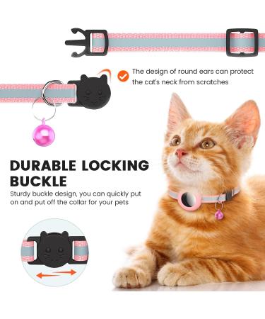 Reflective AirTag Cat Collar with Bell | Waterproof & Breakaway Safety Buckle | Pink - Buy Online on GoSupps.com