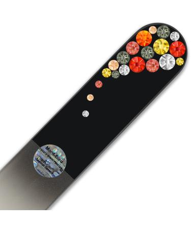 Large Crystal Nail File with Swarovski Elements Hand Made Czech Tempered Glass Lifetime Guaranty in Suede Sleeve (Fireopal)