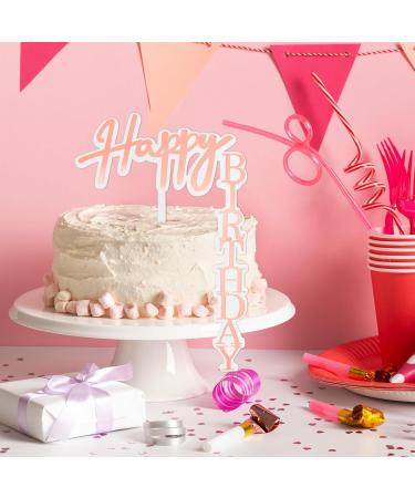 6 Pcs Right-Angled Shape Cake Toppers Acrylic Happy Birthday Cake Topper Cupcake Decoration Vertical Cake Pick Decor Party Supplies for Birthday Party Cake Desserts Decoration Supplies - Buy Online on GoSupps.com