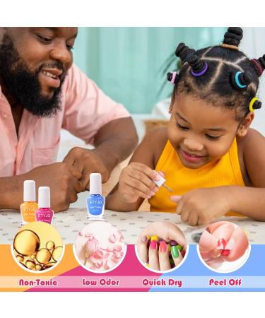 ETYJO Girls Nail Varnish Sets Kids - 12 Colors Glitter Peel-Off Nail Polish For Kids Non-Toxic Childrens Nail Varnish Quick Dry Nail Polish Sets For Girls Teens Gift Kit - Buy Online on GoSupps.com