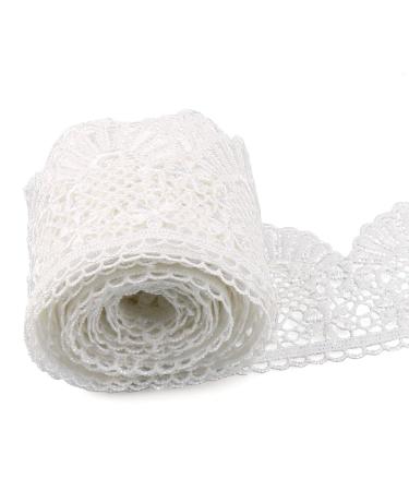 URBEST Lace Trim Fan Tail Durable Polyester Eyelet Lace Ribbon Embroidered Applique for Home Decor DIY Sewing Craft  2.7 Inch Wide (White  3 Yard) White 3 Yard