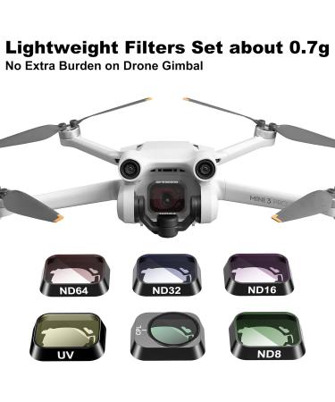 MVMod ND Filters 6-Pack for DJI Mini 3/Mini 3 Pro - Aluminum Alloy Silver, CPL ND8 ND16 ND32 ND64 UV, Multi-Coated HD Optical Glass - Buy Online on GoSupps.com