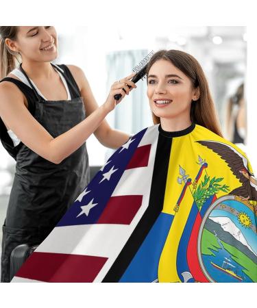 American & Ecuador Flag Barber Cape - Adult Haircut Apron for Home Salon & Barbershop | Premium Quality Hairdressing Cape - Buy Online on GoSupps.com