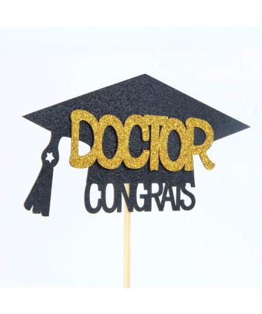 Black Glitter Congrats Doctor Cake Toppers - Future Doctor Cake Decor - 2023 Medical Doctor Graduation Party Decorations Supplies - Buy Online on GoSupps.com