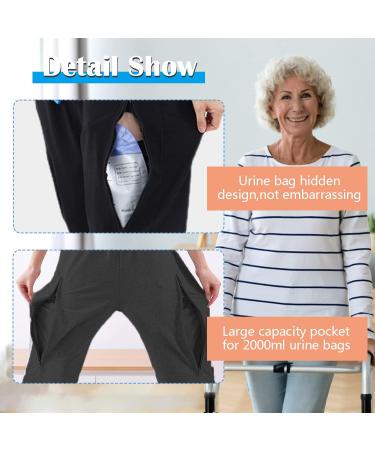Buy Catheter Leg Bag Pants with Double Pockets - Unisex Holds 2x 2000ml Black Medium - Buy Online on GoSupps.com