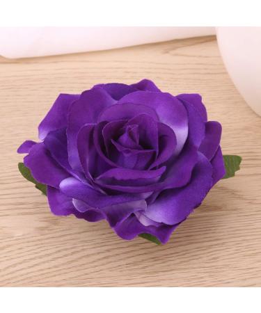 Solustre Rose Flower Hair Clips Brooch Artificial Big Rose Hairpin Pin up Flower Brooch for Women Girls Party (Grape Purple) - Buy Online on GoSupps.com
