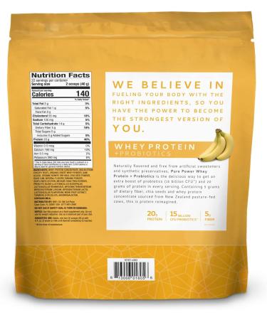 Dr. Mercola Pure Power Whey Gusset - Banana Flavor 22 Servings Non-GMO Gluten-Free Soy-Free - International Shipping Available - Buy Online on GoSupps.com