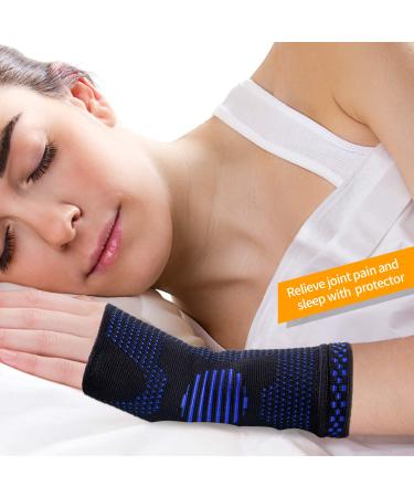 Abyon Blue Wrist Band - 2 Compressive Bandages for Right-Handed Arthritis Tendonitis & Sports Protection (Size S) - Buy Online on GoSupps.com