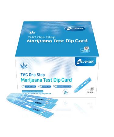 Drug Test Kit Marijuana, Individually Wrapped Single Panel THC Screen Urine Drug Test Kit with 50 ng/ml Cut Off Level, Marijuana Drug Test for Home Use, Accurate Results in 5 Minutes - 15 Strips