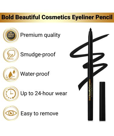 Bold Beautiful Cosmetics Mechanical Gel Eyeliner Pencil - Smudge-Proof, Waterproof, Long Lasting (Black) - Buy Online on GoSupps.com