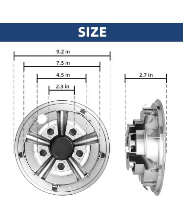 NOKINS Golf Cart SS Wheel Covers Hub Caps - Set of 4, 8 inch, Chrome - Silver | Universal Fit for Most Golf Carts - Buy Online on GoSupps.com