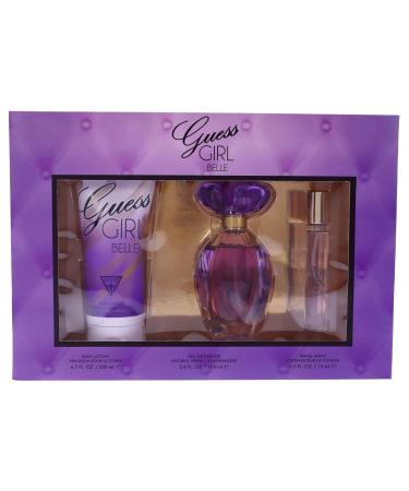 Guess Girl Belle 3 Pc Gift Set 3.4oz EDT Spray 0.5oz EDP Travel Spray 6.7oz Body Lotion GIFTSET - Buy Online on GoSupps.com