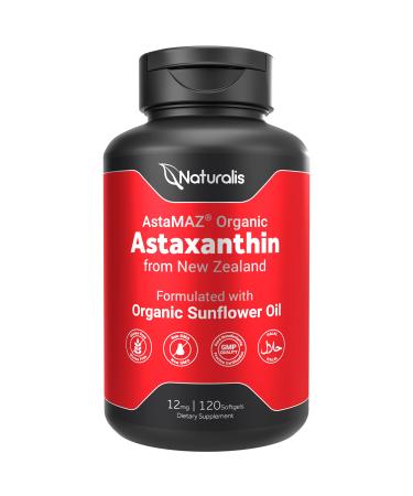 Naturalis New Zealand Astaxanthin (12mg) | Enhanced with Natural Vitamin E | Non-GMO, Soy & Gluten Free | 120 Softgels (4 Month Supply) 120 Count (Pack of 1)