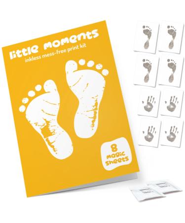 Inkless Baby Hand and Footprint Kit - Newborn Baby Handprint Kit with 8 sheets & 2 inkless towelettes 8 sheet & 2 wipe kit