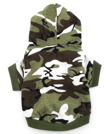smalllee_lucky_store Shirts for Dogs Small Dog Clothes for Boys Camo Hoodie Shirt Green M Mini-M(Chest:42cm Back:28cm) Green