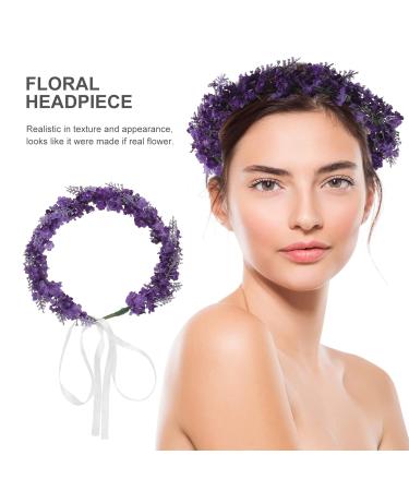 Frcolor Lavender Headband for Girls - Light Blue Floral Wreath & Wedding Garland - Violet Flower Hair Accessory - Buy Online on GoSupps.com