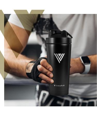 Vinchu Stainless Steel Blender Shaker Bottle - Triple-Wall Insulation for Cold Protein Shakes (Black) - Buy Online on GoSupps.com