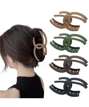 4 Pack Medium Large Hair Claw Clips for Women & Girls Unique Claw Clips for Thin Hair for 3.5 inch Non-slip Matte Hair Jaw Clips for Hair Strong Hold Jumbo Claw Clips for Long Hair(Neutral) Black green brown khaki - Buy Online on GoSupps.com