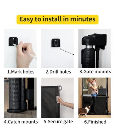 Retractable Baby Gate Mesh Baby Gate or Mesh Dog Gate 33" Tall Extends up to 55" Wide Child Safety Gate for Doorways  Stairs  Hallways  Indoor/Outdoor(33x55 Inch  Black) 33x55 Inch Black - Buy Online on GoSupps.com